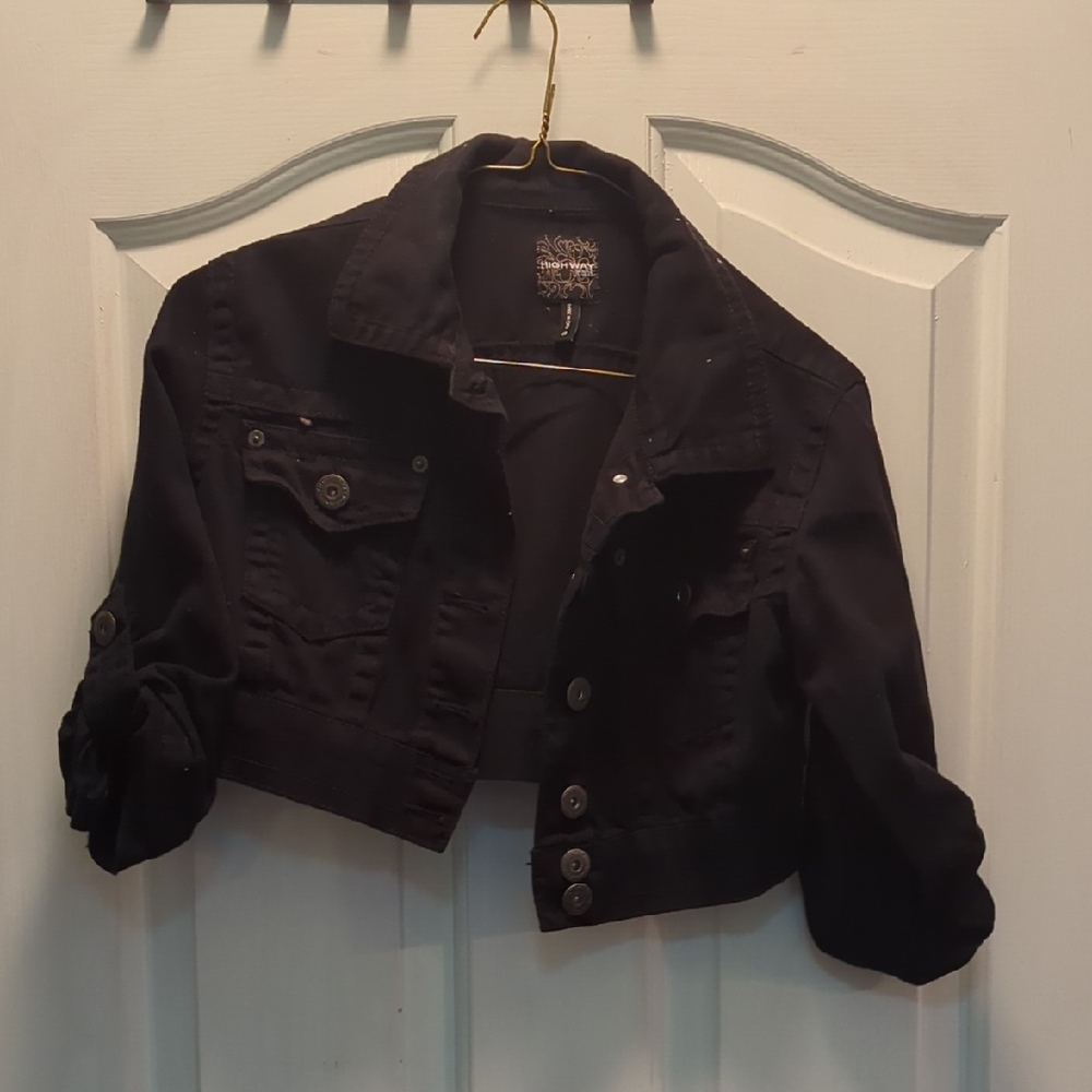 Highway Jeans Black Button-Up Cropped Jacket